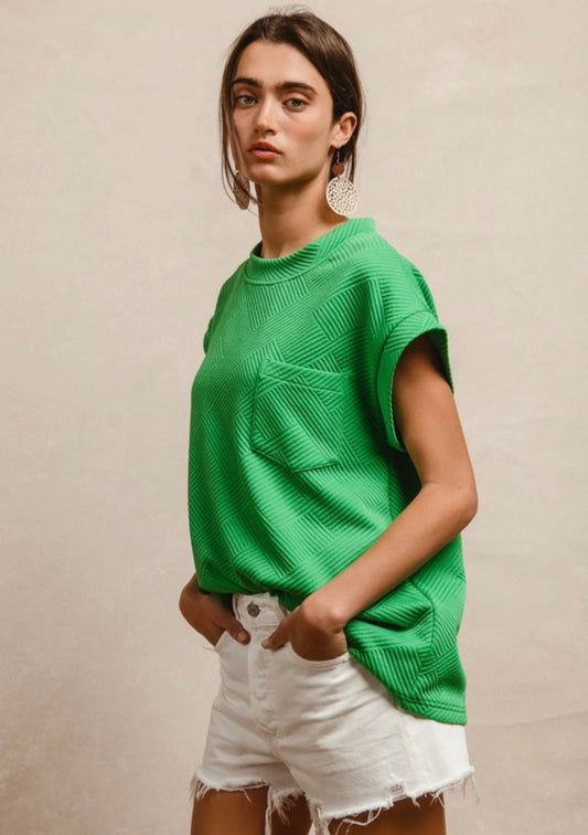 Kelly Green Textured Top