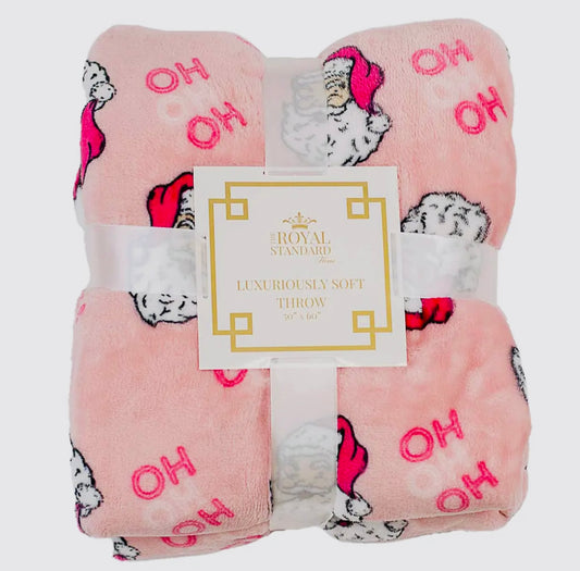 Ho Ho Ho Santa Pink Throw