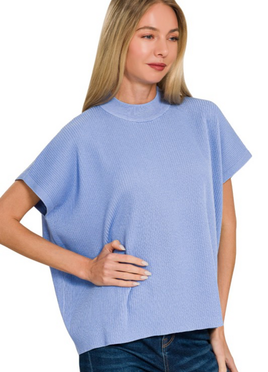 Mock Neck Boxy Sweater Top, VARIOUS