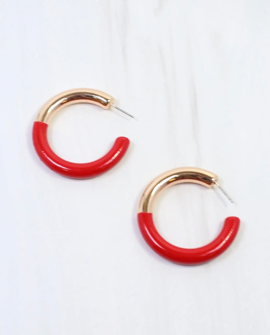 Red + Gold Hoop Earrings
