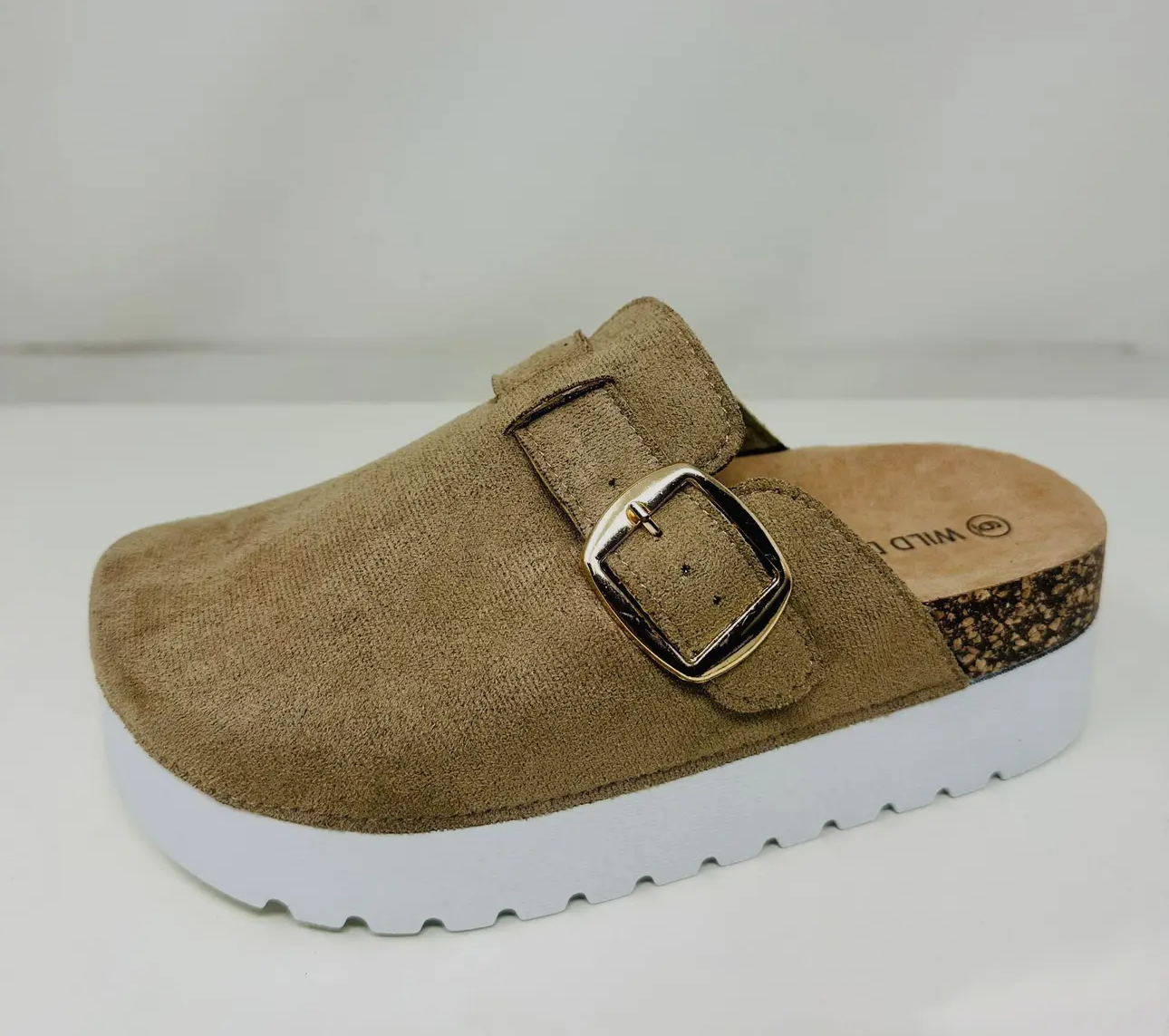 Taupe Platform Clog Sandals