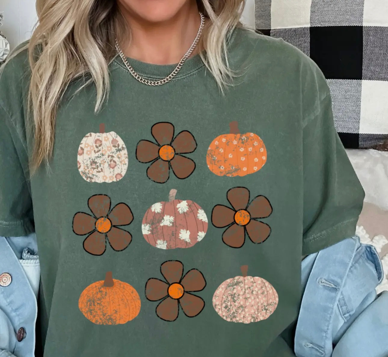 Floral Fall Pumpkins Graphic Tee