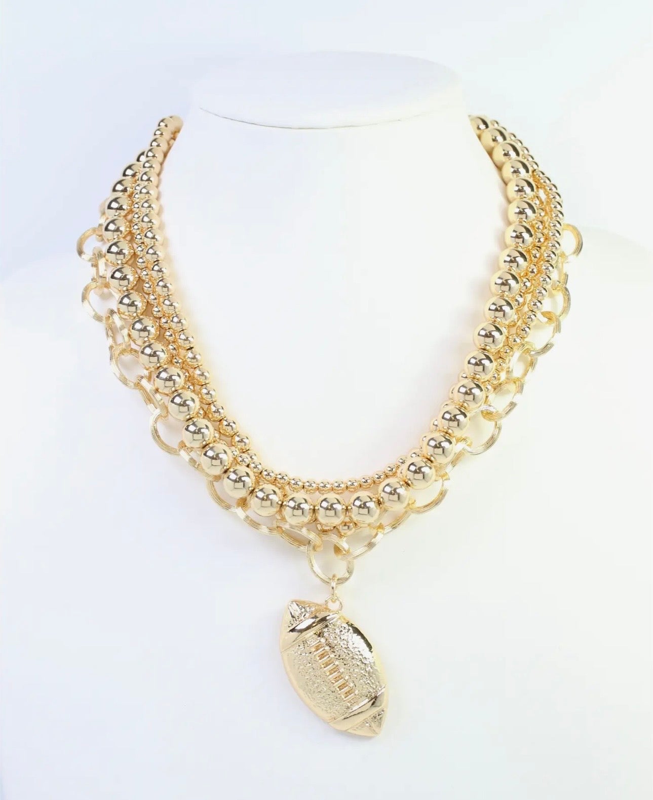 Gold Football Layered Necklace