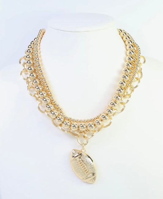 Gold Football Layered Necklace