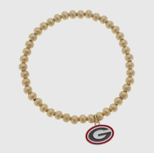 Georgia Bulldogs Gold Bead Bracelet