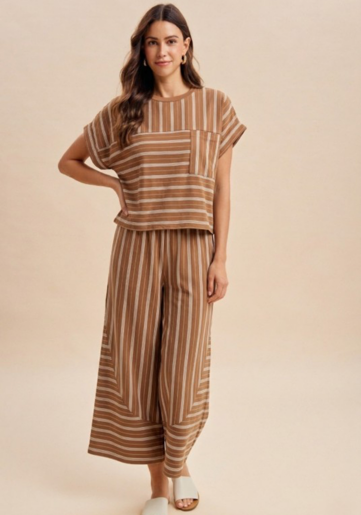 Brown Multi Stripe Knit Set
