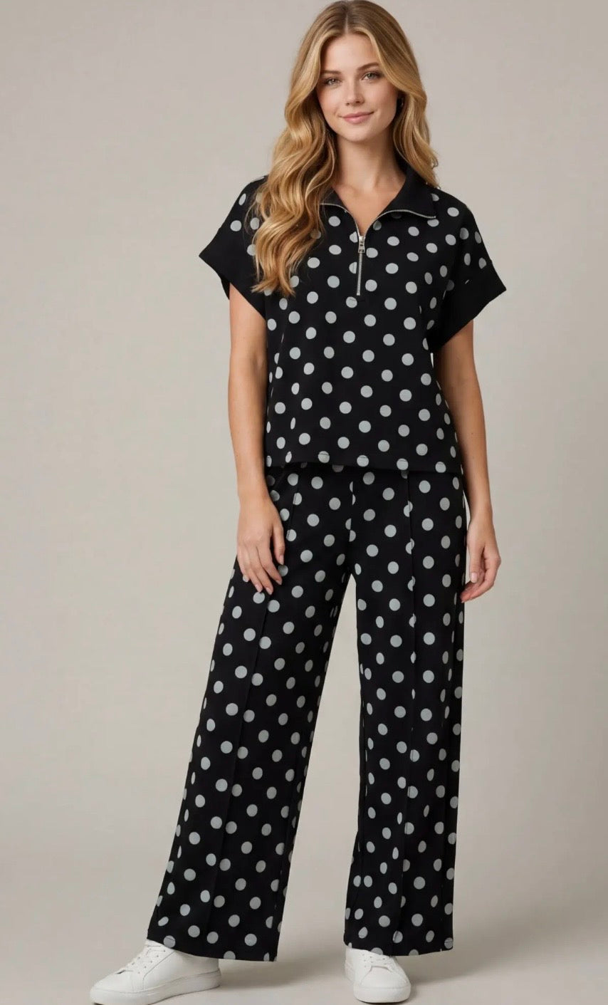 Black Polka Dot Knit Set