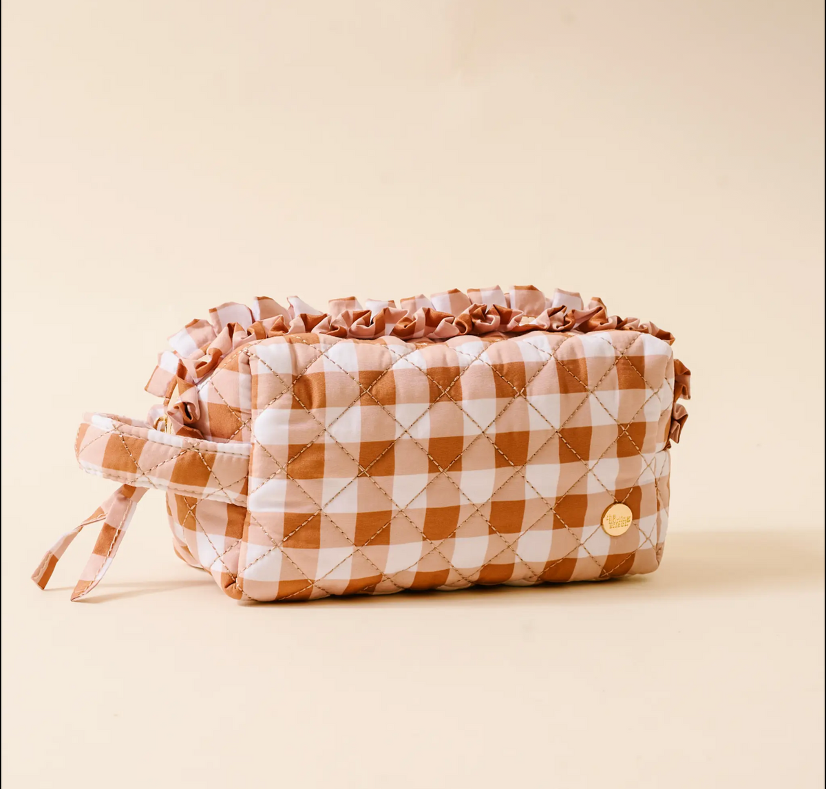 Maple Gingham Quilted Cosmetic Pouch