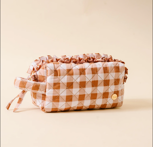 Maple Gingham Quilted Cosmetic Pouch