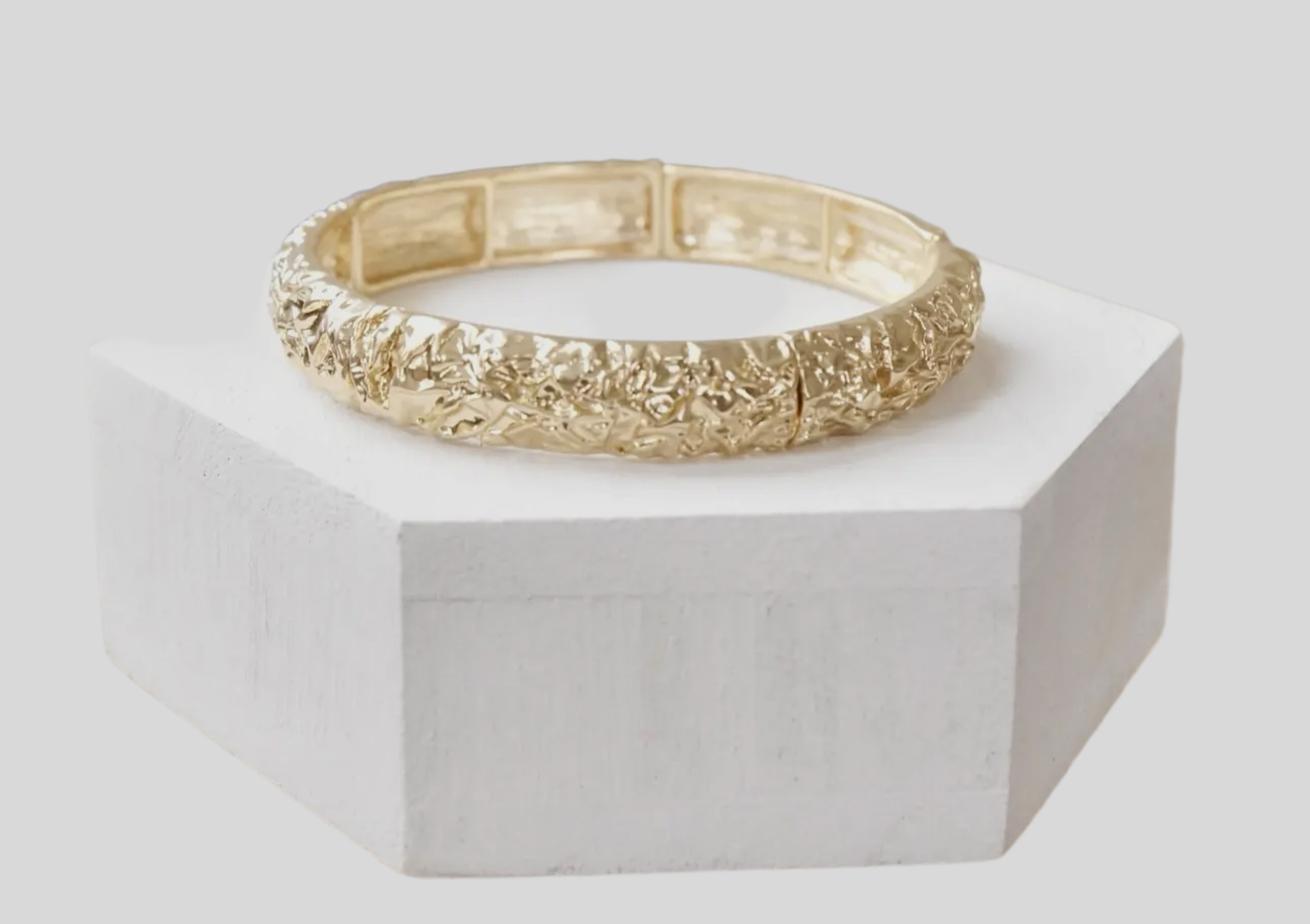 Textured Gold Bangle Bracelet