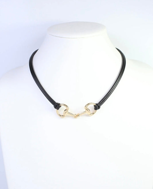 Gold Horsebit Cord Necklace