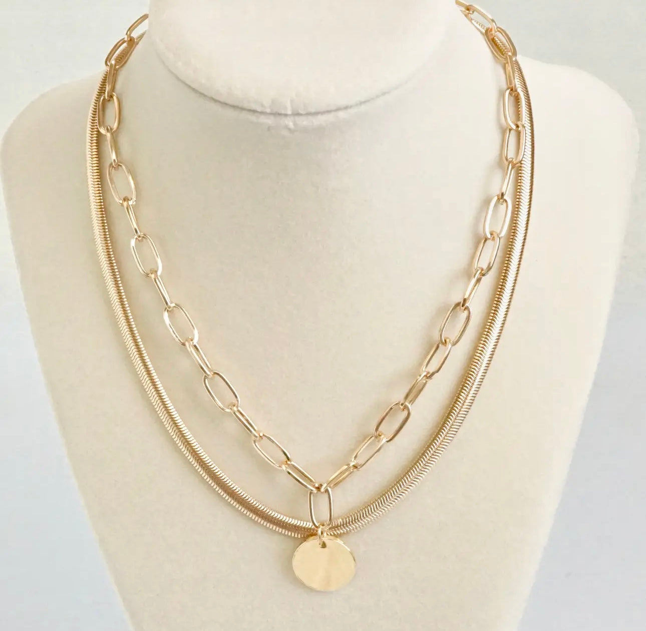 Coin Pendant Layered Necklace