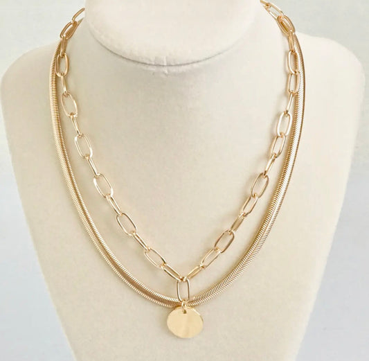 Coin Pendant Layered Necklace