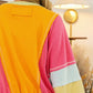 Color Block Raw Edge Pullover