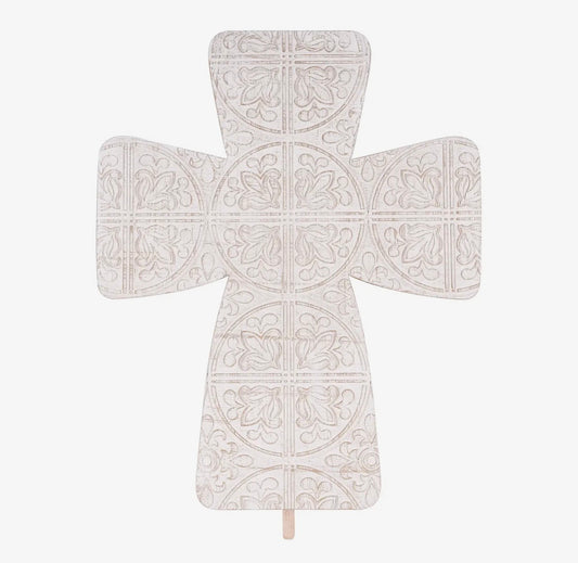 Textured White Cross Topper