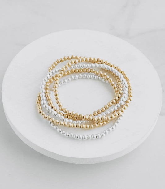 Gold + Silver Bead Bracelet Set