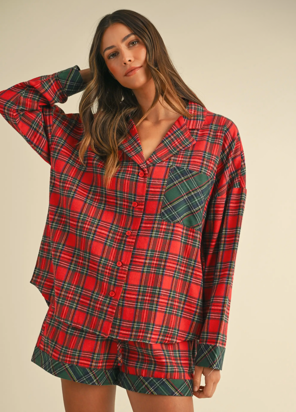 Christmas Plaid Woven Pajama Set
