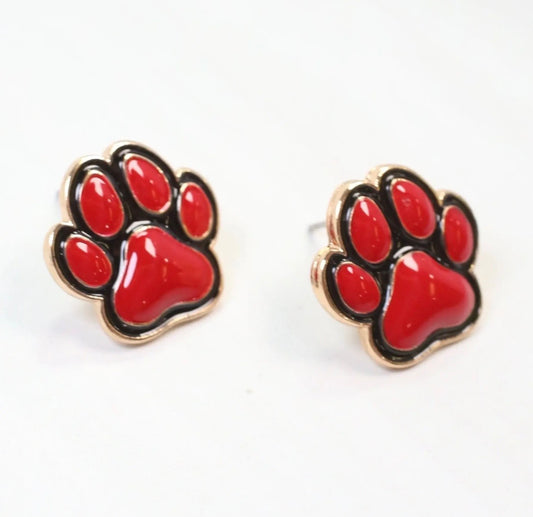 Red + Black Paw Earrings