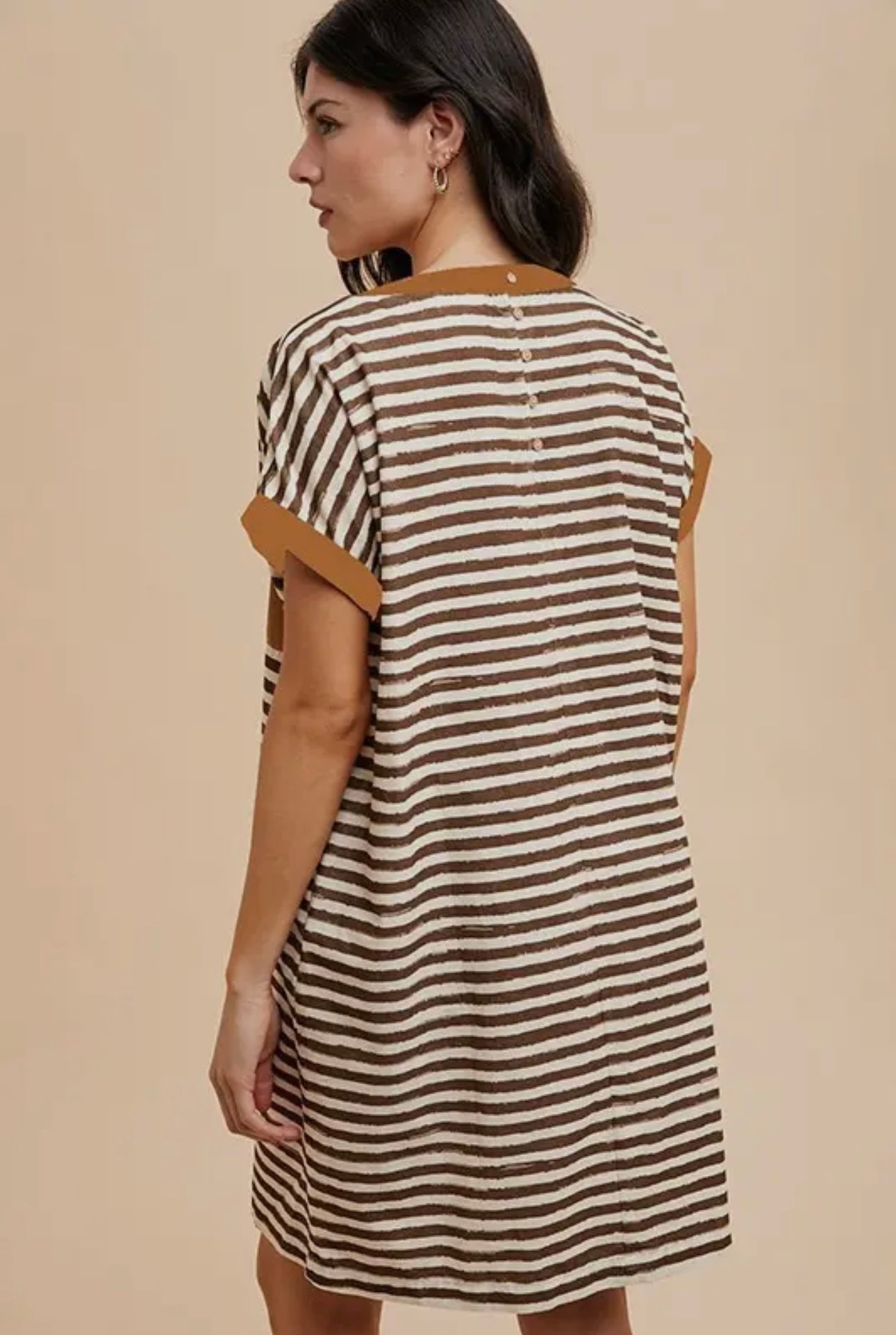 Taupe Stripe Corduroy Dress