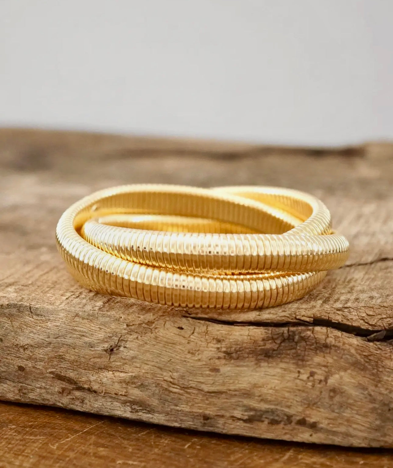 Gold Triple Herringbone Bracelet Set