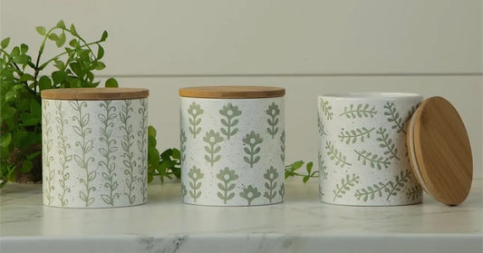 Leaf Green Stoneware Canister Set