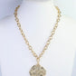 Textured Pendant Link Gold Necklace