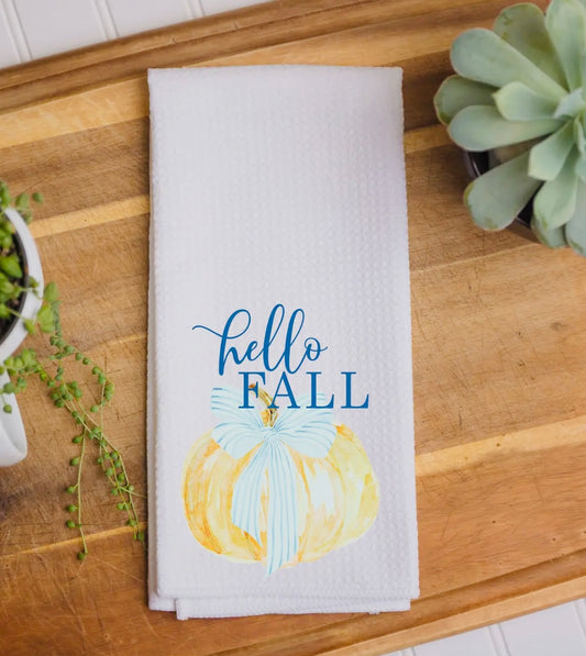 Hello Fall Pumpkin Kitchen Towel