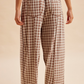 Mocha Soft Brushed Check Barrel Pants