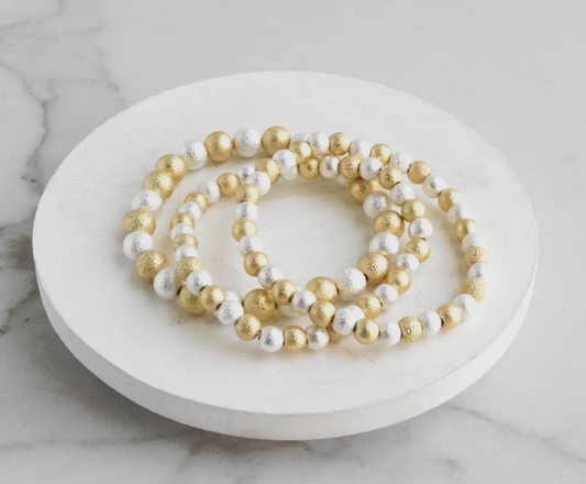 Textured Silver Gold Tone Bracelet Set