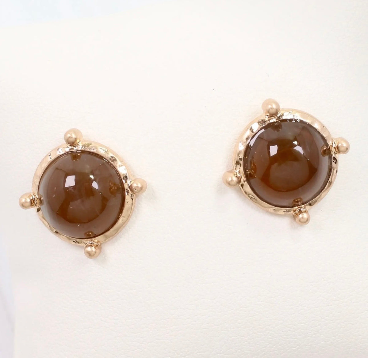 Brown Round Post Earrings