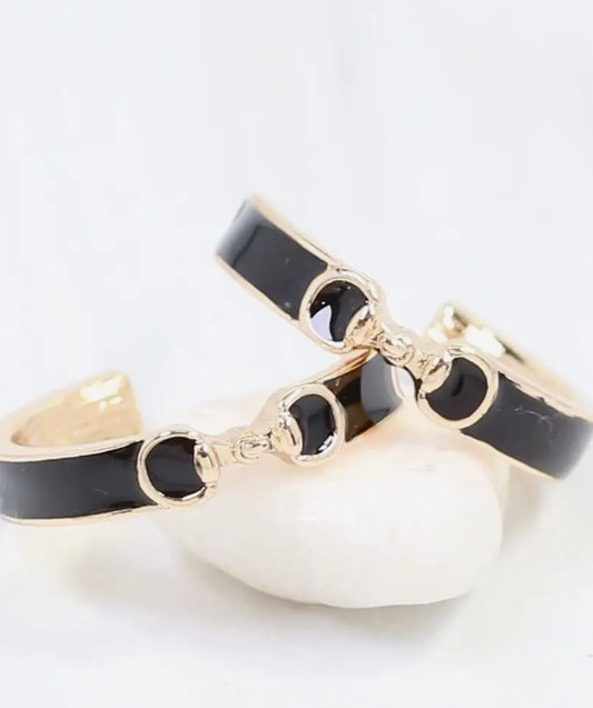 Black Horsebit Hoop Earrings