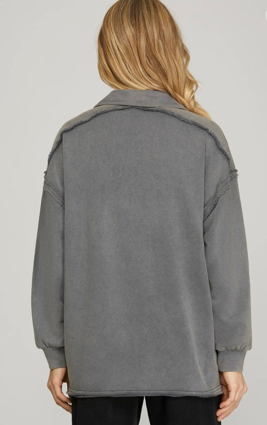 Mineral Wash Long Sleeve Knit Top