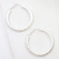 Hammered Matte Silver Hoop Earrings