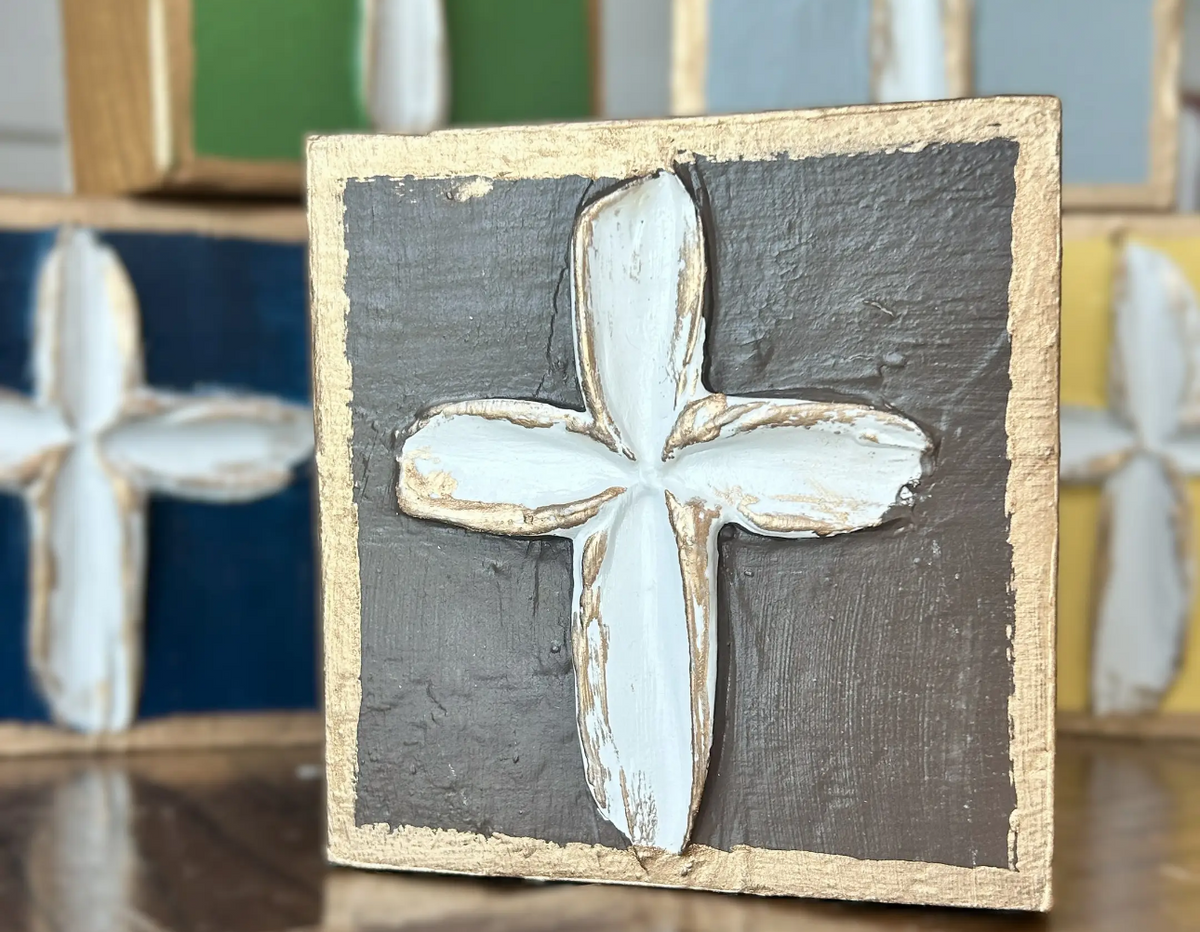 Leather Brown Cross Wood Block
