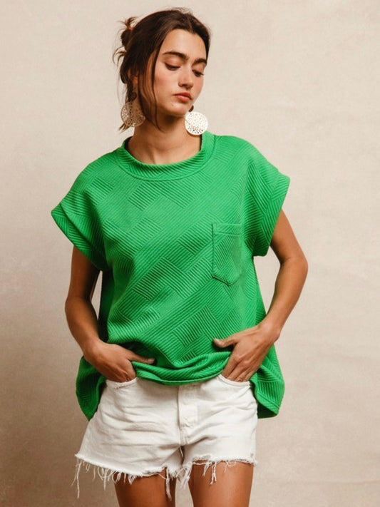 Kelly Green Textured Top