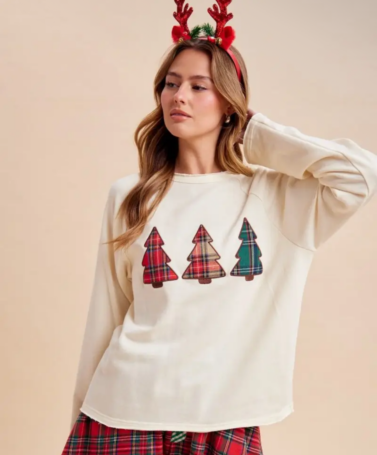 Christmas Plaid Tree Patch Top