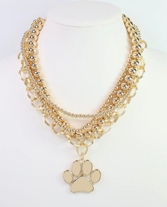 Gold Paw Print Layered Necklace