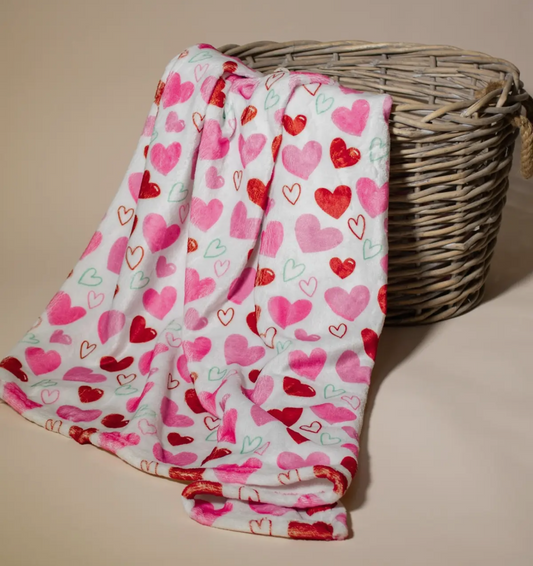 Pink Multi Hearts Throw