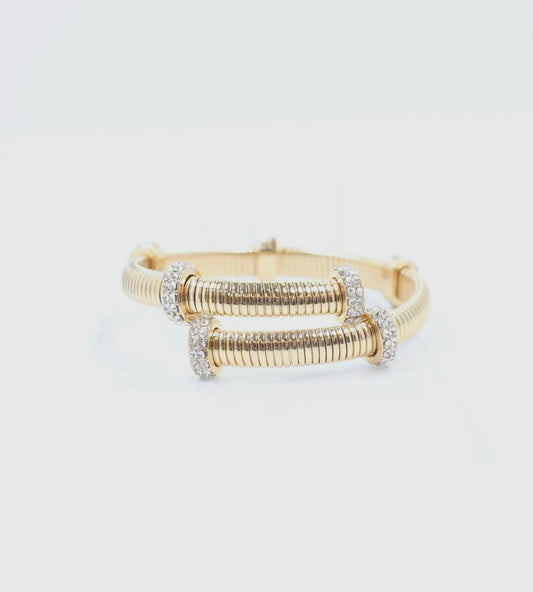 Clayton Crystal Gold Coil Bracelet