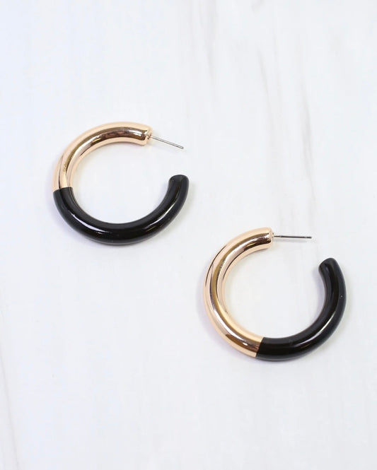 Gold + Black Hoop Earrings