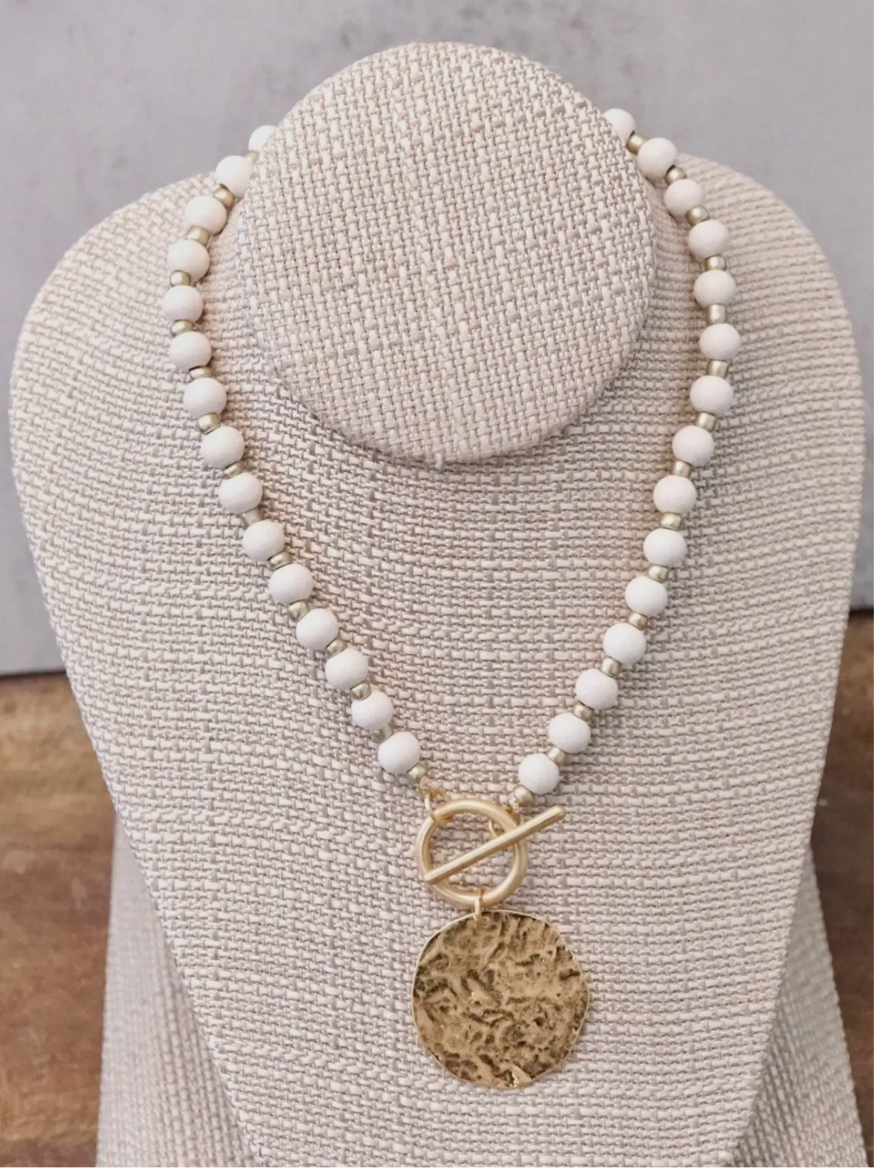 Textured Coin Toggle Necklace