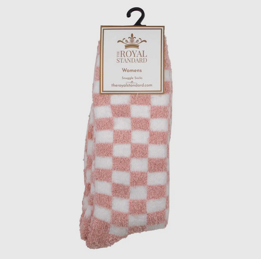 Pink + White Checkered Socks