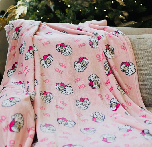 Ho Ho Ho Santa Pink Throw