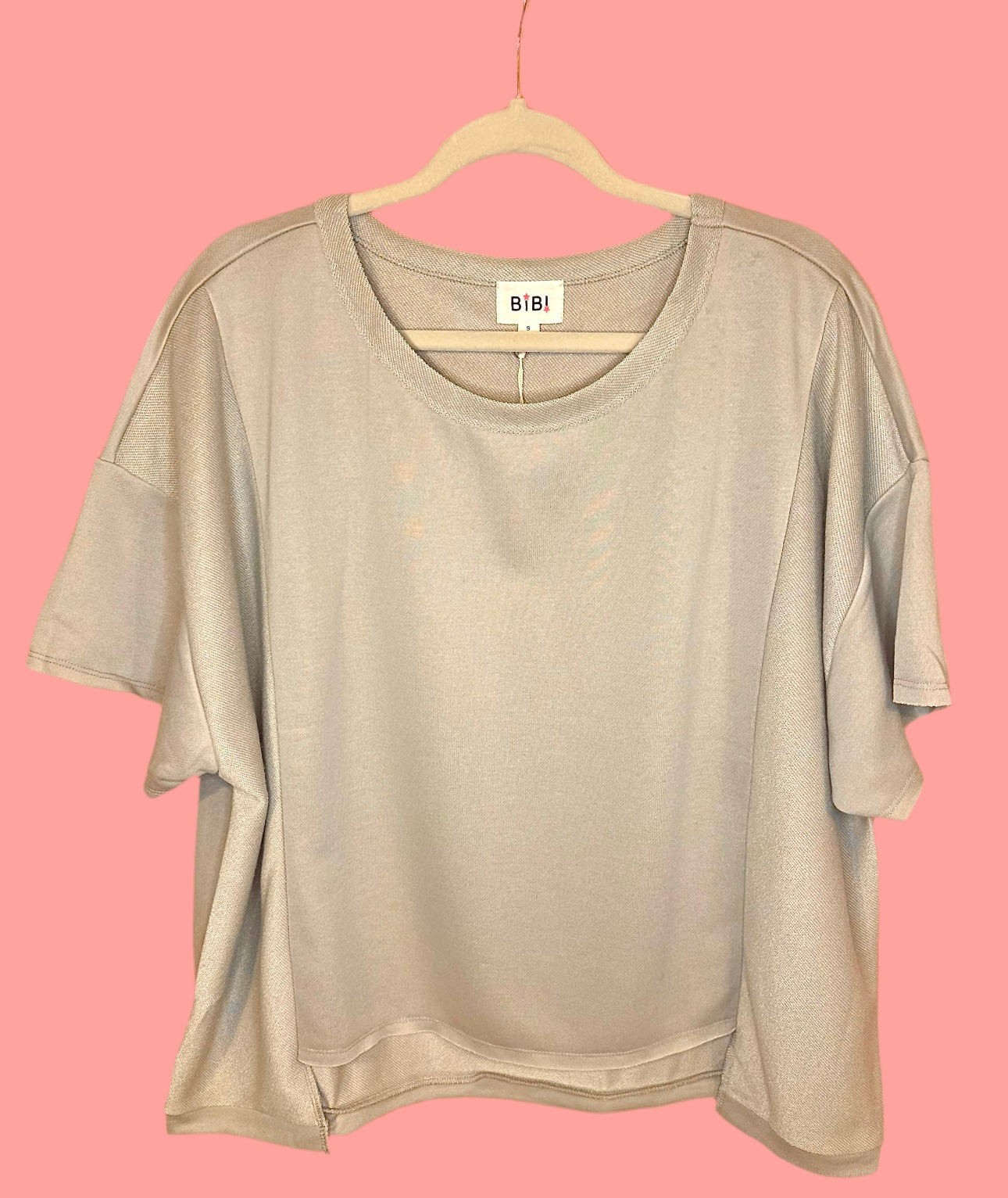 French Terry Taupe Reverse Side Top