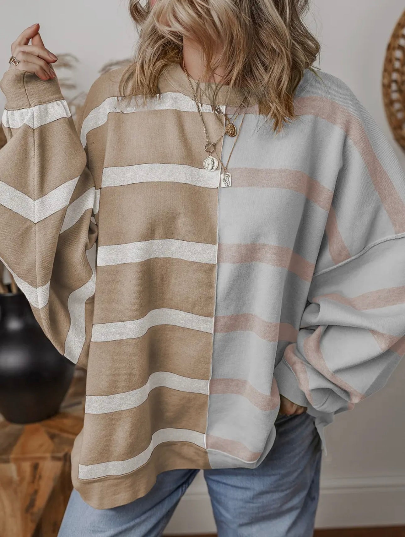 Striped Color Block Knit Sweater