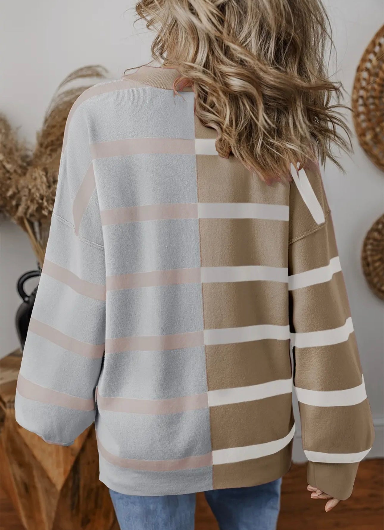 Striped Color Block Knit Sweater