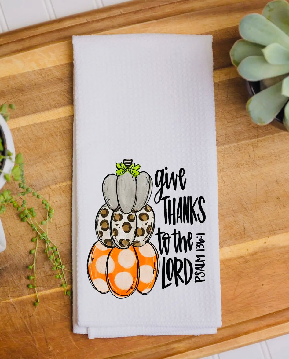 Give Thanks Pumpkin Stack Kitchen Towel